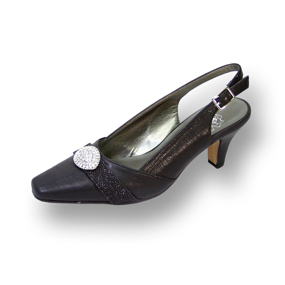 FLORAL Eva Women's Wide Width Evening Dress Shoe for Wedding, Prom, Dinner BLACK 12