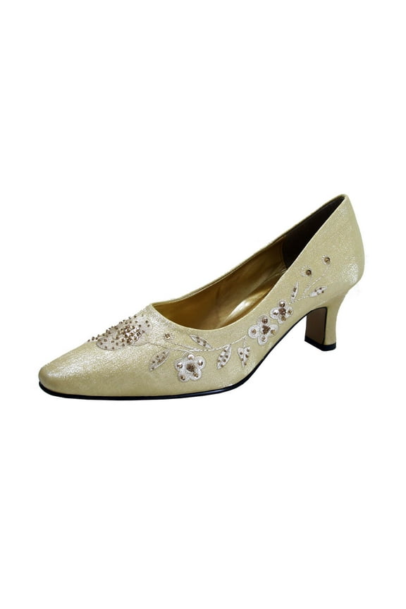 Fern Women's Wide Width Dress Slip-On Satin Pumps GOLD 10.5