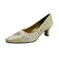 thumbnail image 1 of FLORAL Fern Women's Wide Width Dress Slip-On Satin Pumps GOLD 5.5, 1 of 6