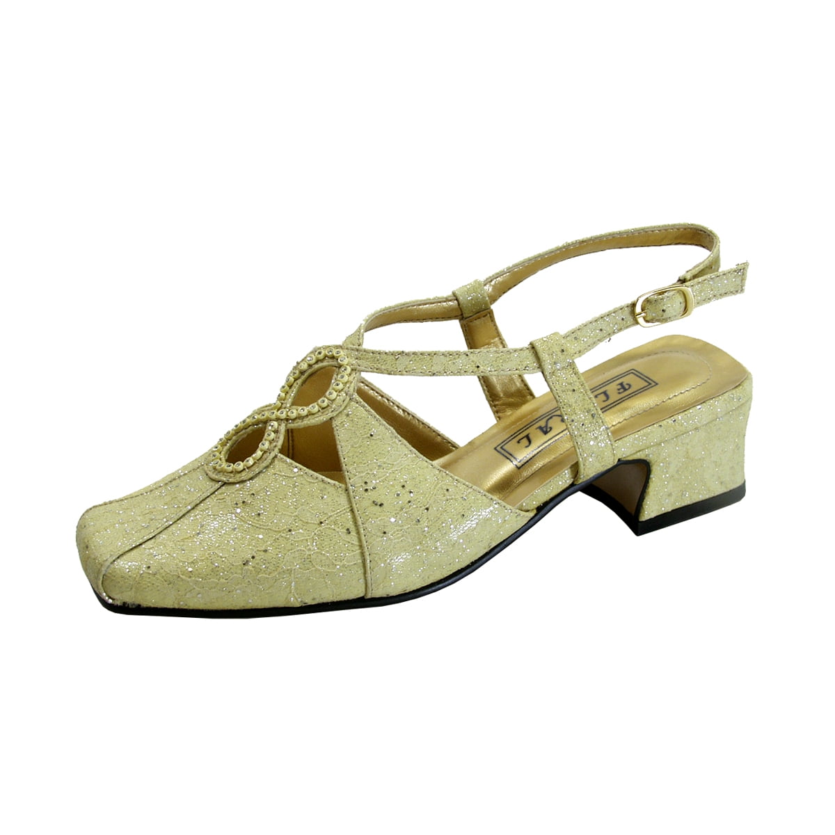 FLORAL Ines Women's Wide Width Criss-Cross Dress Pumps GOLD 6