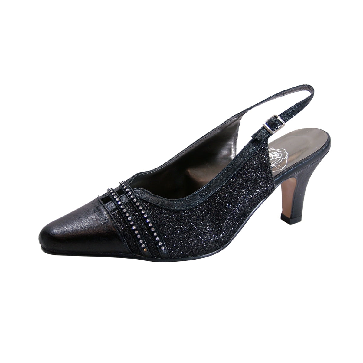 FLORAL Janice Women's Wide Width Dress Slingback Pumps BLACK 12