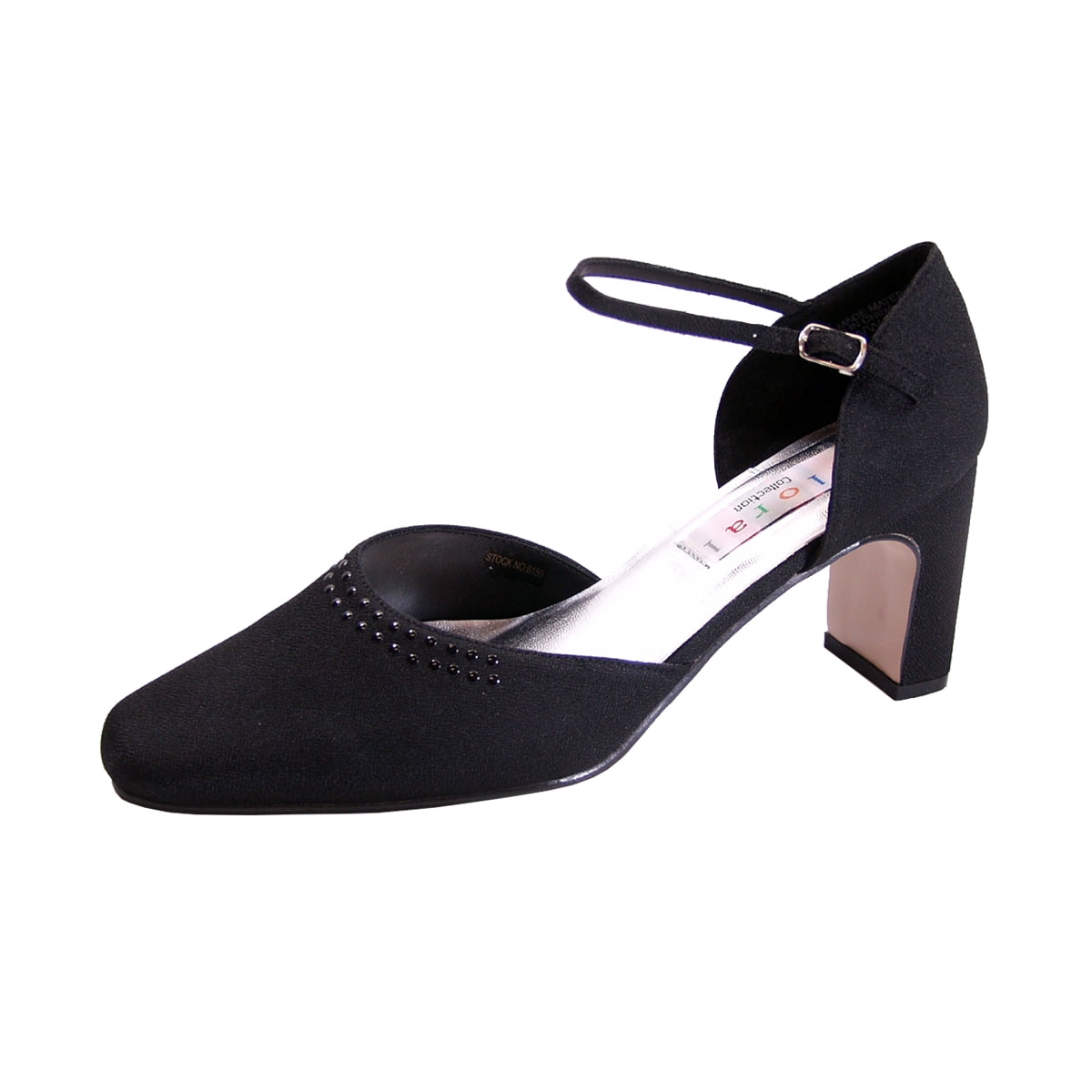 FLORAL Leora Women's Wide Width Ankle Strap Dress Pumps BLACK 10