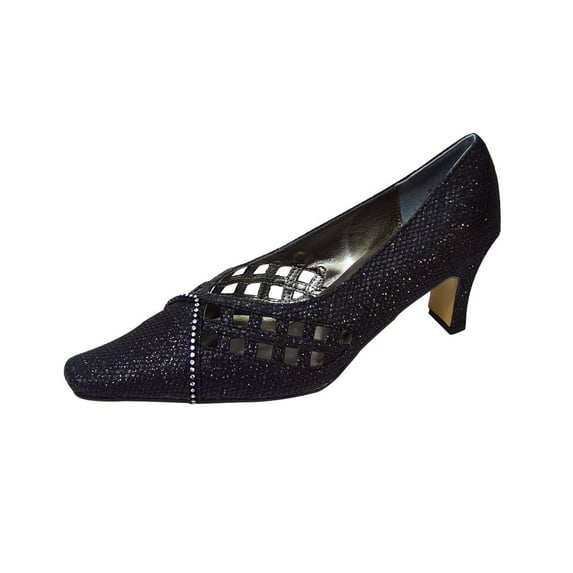 FLORAL Lettie Women Wide Width V-Shaped Evening Dress Pumps BLACK 12