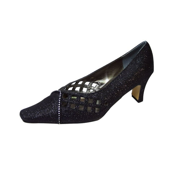 FLORAL Lettie Women Wide Width V-Shaped Evening Dress Pumps BLACK 5