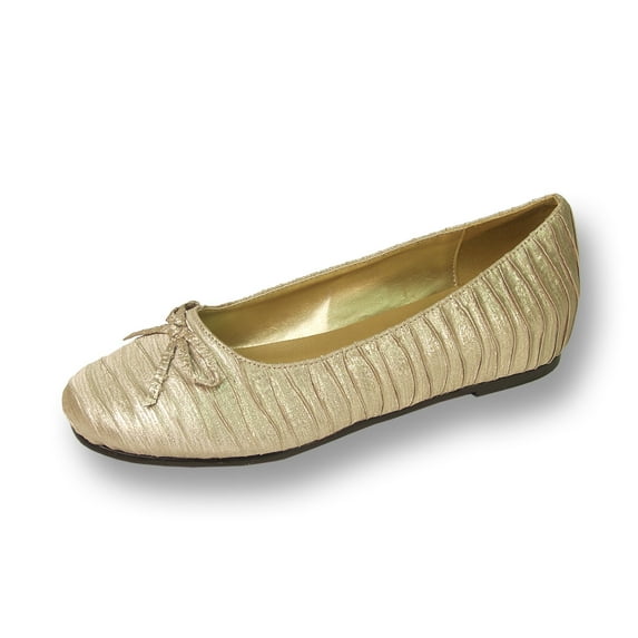 FLORAL Lizzy Women Wide Width Casual Flat/Skimmer for Everyday GOLD 6.5
