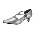 thumbnail image 1 of FLORAL Maribel Women's Wide Width Rhinestone Accent T-Strap Heels (SILVER) 8.5, 1 of 6