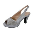 thumbnail image 1 of FLORAL Nadia Women Extra Wide Width Rhinestone Studded Peep-Toe Platform Slingback SILVER 8, 1 of 6