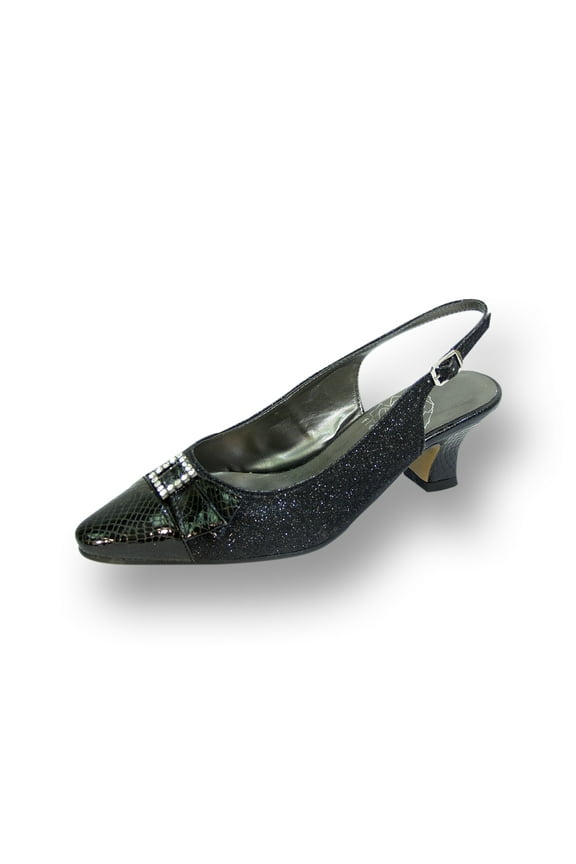 Nancy Women's Wide Width Evening Dress Shoes for Wedding, Prom, & Dinner BLACK 9