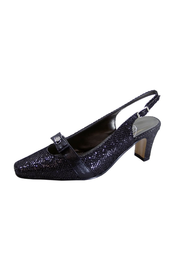 Nova Women's Wide Width Pleated Upper Slingback Pumps BLACK 7