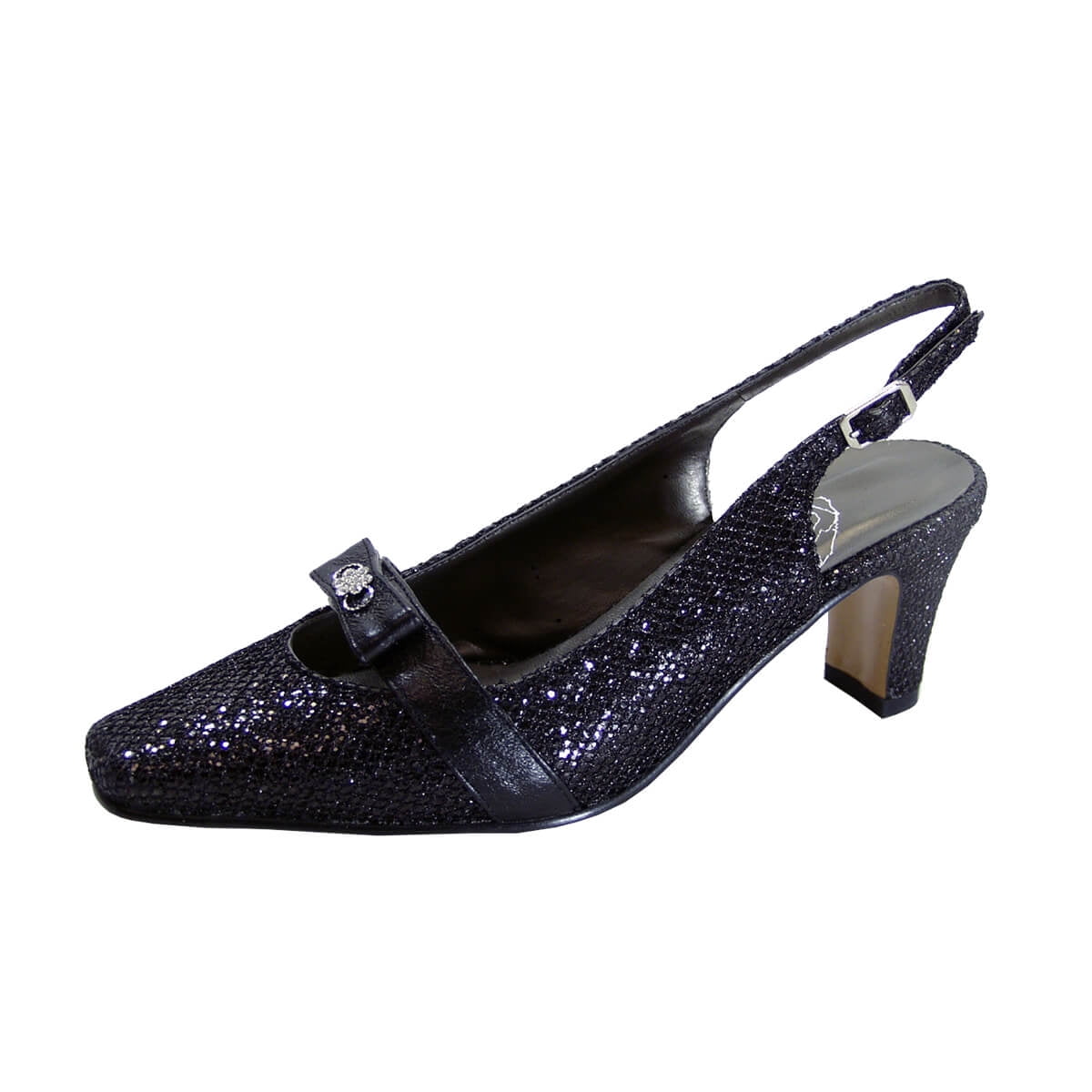 FLORAL Nova Women's Wide Width Pleated Upper Slingback Pumps BLACK 8
