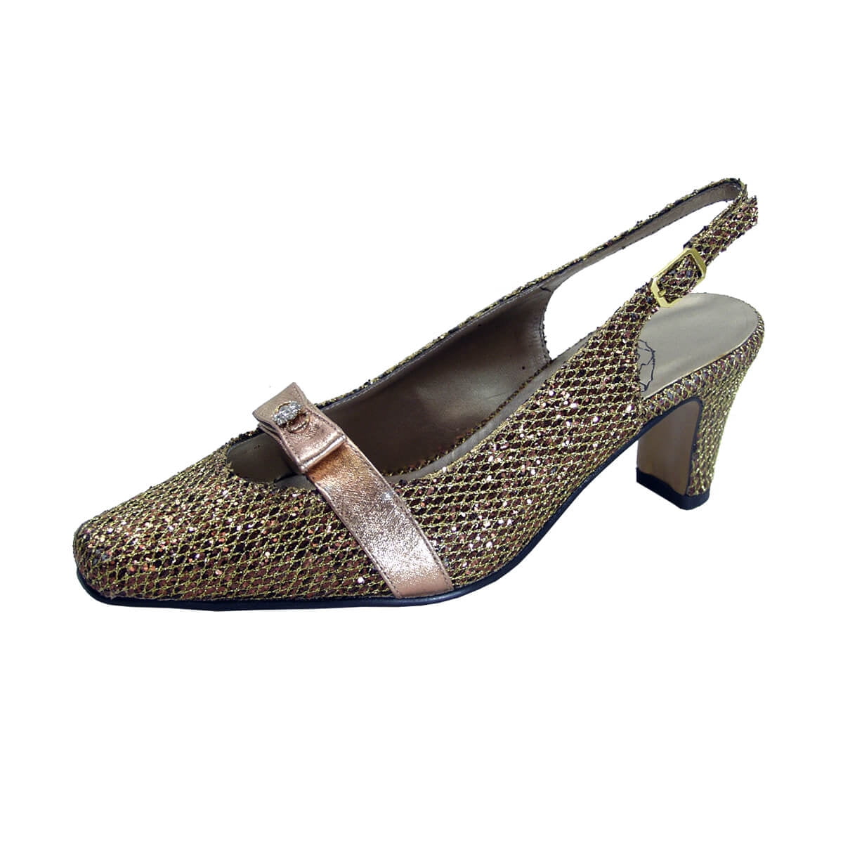 FLORAL Nova Women's Wide Width Pleated Upper Slingback Pumps BRONZE 5.5