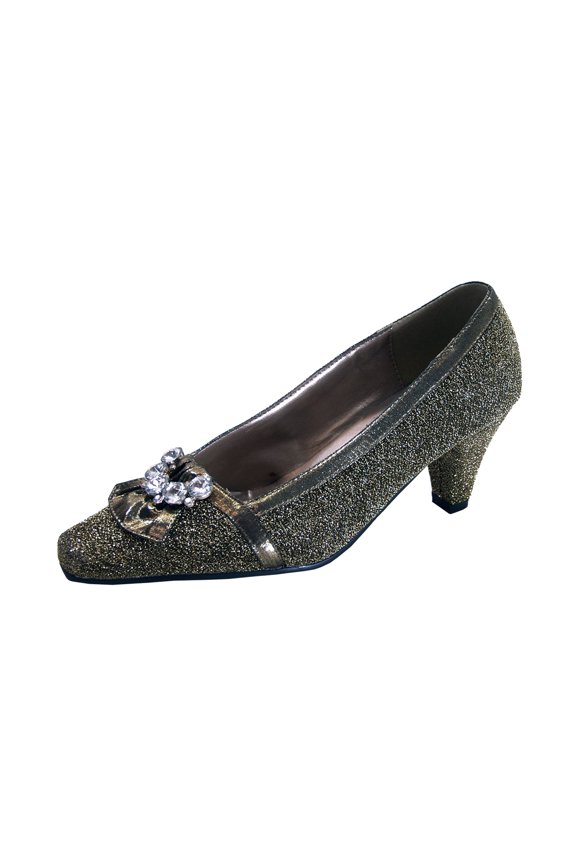 Nyla Women's Wide Width Rhinestone Dress Pumps GOLD 5