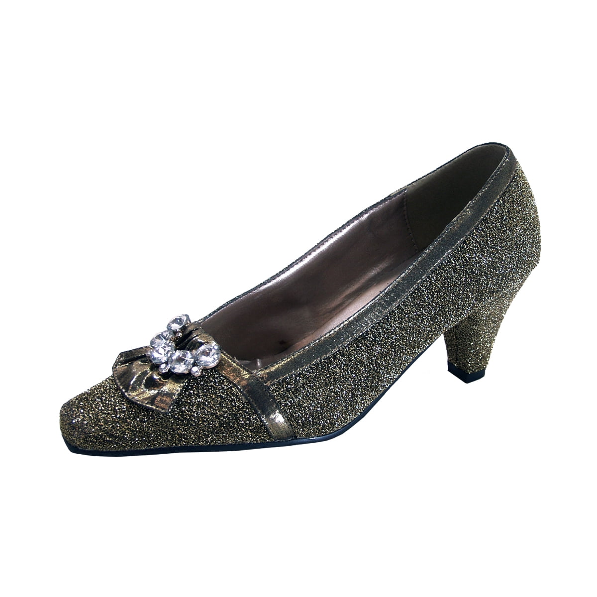 FLORAL Nyla Women's Wide Width Rhinestone Dress Pumps GOLD 6.5