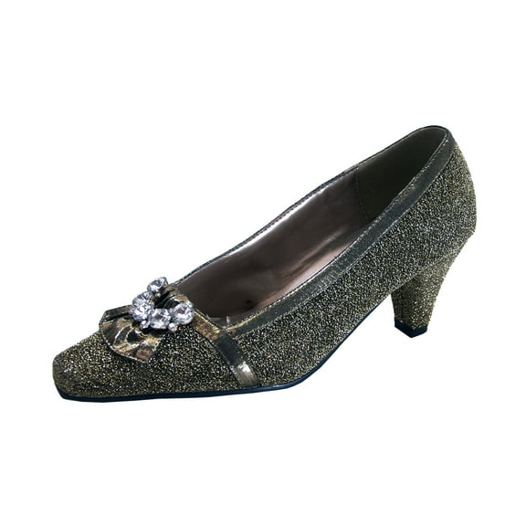 FLORAL Nyla Women's Wide Width Rhinestone Dress Pumps GOLD 7
