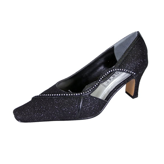 FLORAL Penny Women's Wide Width Stylish Pointed Toe Dress Pumps for Evening, Dinner, Prom and Work BLACK 6.5