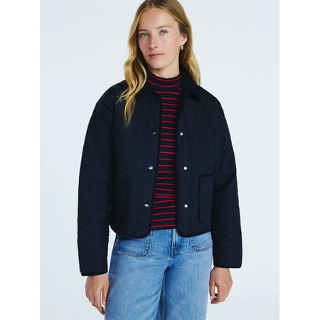 Free Assembly Women's and Women's Plus Floral Quilted Jacket, Sizes XS-4X