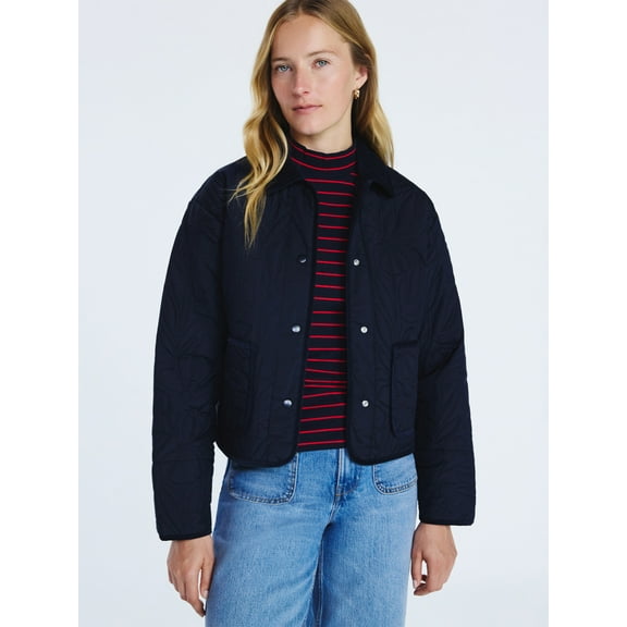 Free Assembly Women's and Women's Plus Floral Quilted Jacket, Sizes XS-4X