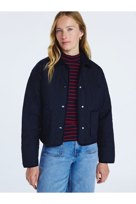 Women's and Women's Plus Floral Quilted Jacket, Sizes XS-4X