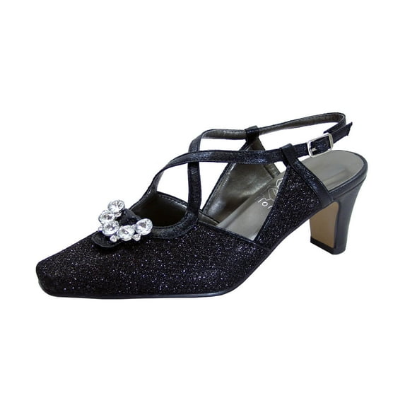 FLORAL Raya Women's Wide Width Criss-Cross Dress Pumps BLACK 5.5