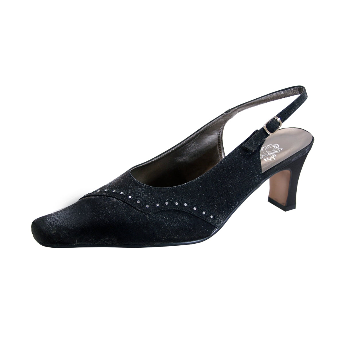 FLORAL Rene Women's Wide Width Dress Slingback Pumps BLACK 10.5