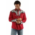 thumbnail image 1 of Scully Men's Floral Tooled Red, White,  Blue Button Down Shirt P-634-RWB, 1 of 2
