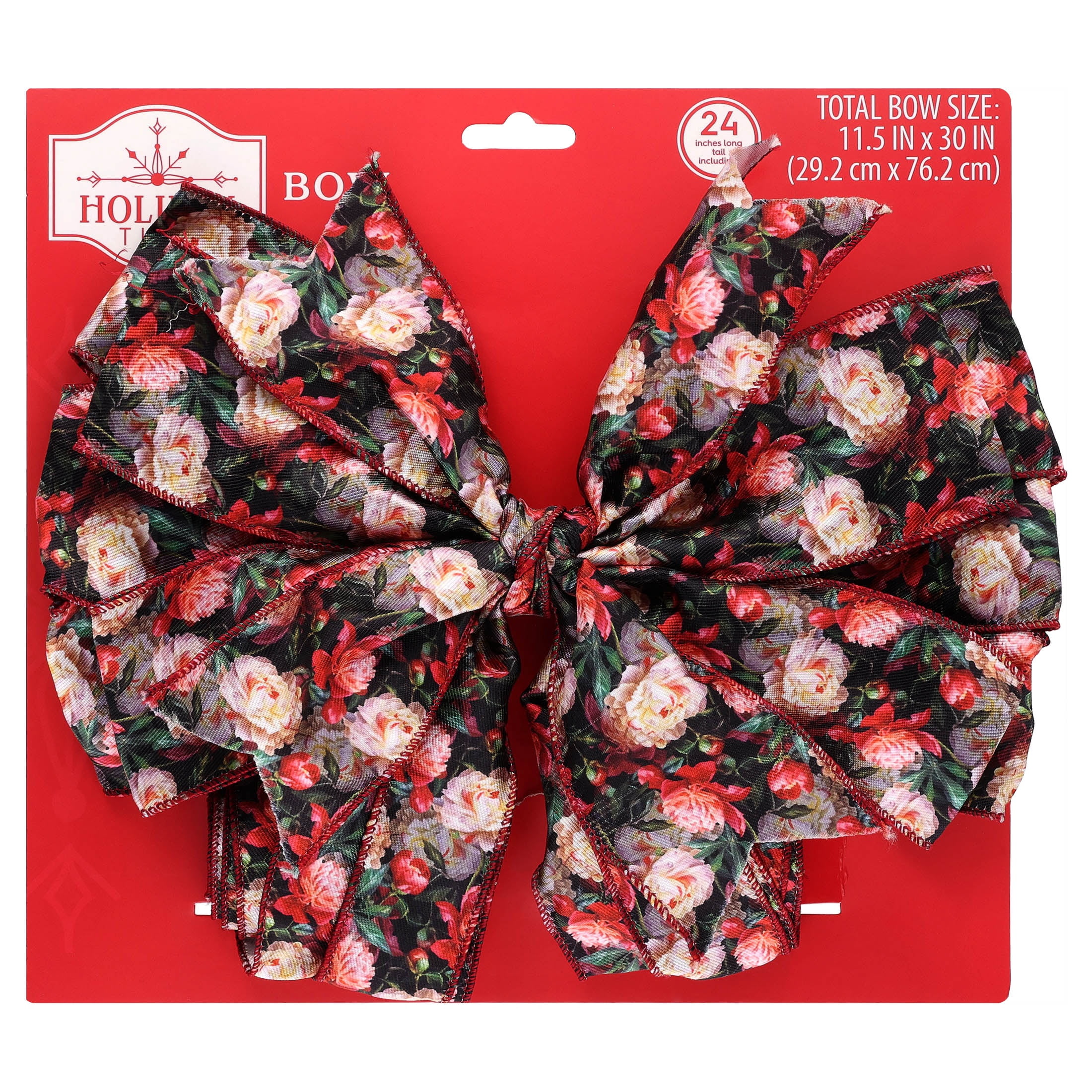 Multicolor Floral Pattern Decorative Christmas Bow, 30", by Holiday Time