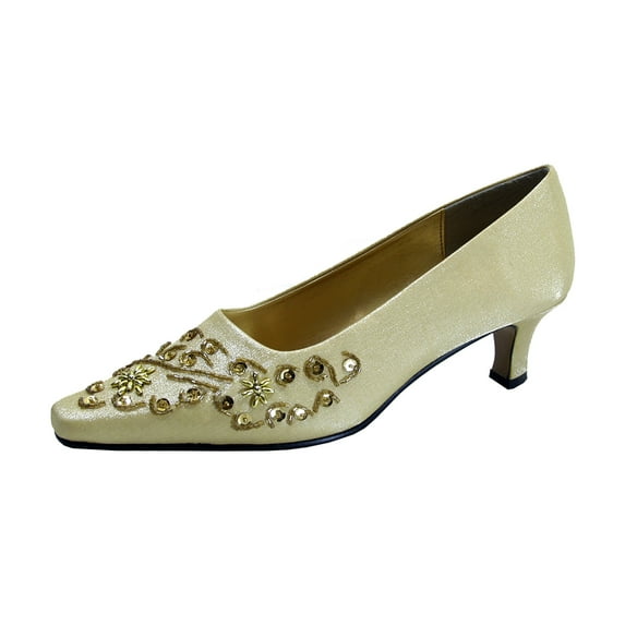 FLORAL Tala Women's Wide Width Dress Slip-On Pumps GOLD 8.5