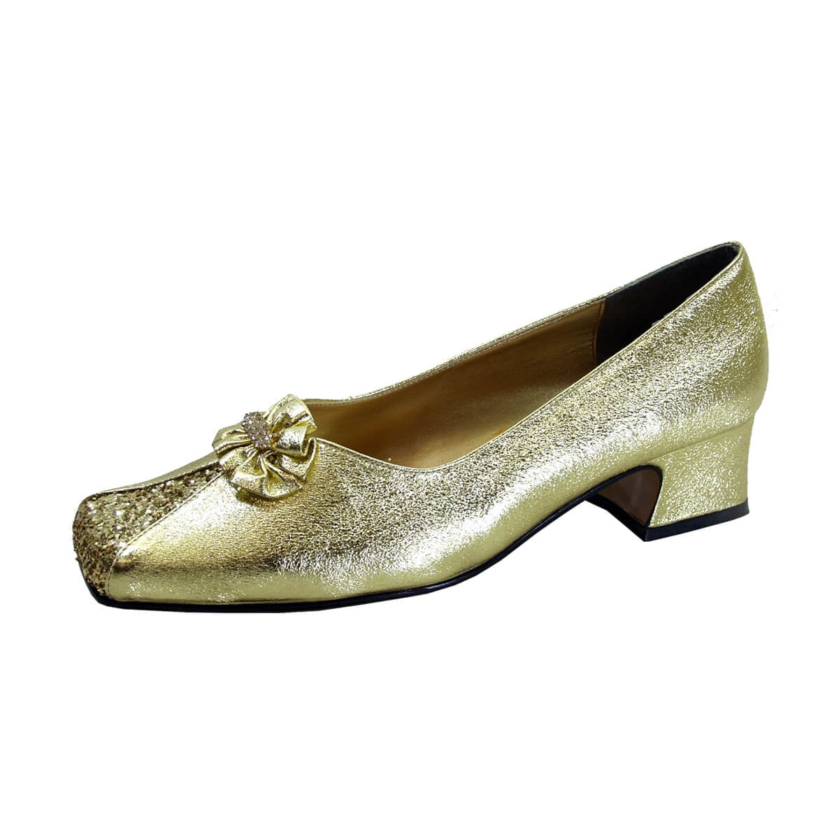 FLORAL Taya Women's Wide Width Slip-On Dress Pumps with Bow GOLD 5.5