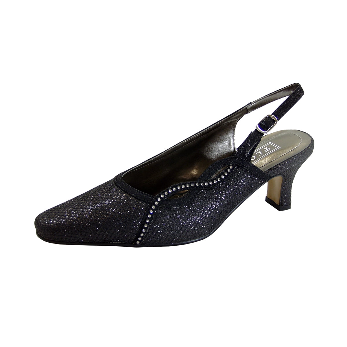 FLORAL Ximena Women's Wide Width Slingback Dress Pumps BLACK 7.5