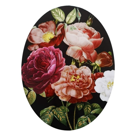 FLORALS LACQUERED OVAL CANVAS W/ GOLD FOIL - SIZE: 24 x 32 Oval