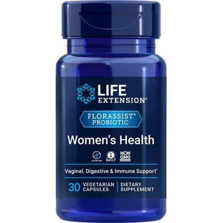 Life Extension FLORASSIST® Probiotic Women's Health, vaginal health, digestive health, immune health, gluten-free, non-GMO, vegetarian, once-daily formula, 30 capsules