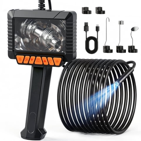 FLORAY 4.3" Borescope Inspection Camera with Light, 1080P HD Endoscope Snake Camera, 16.5 ft Semi-Rigid Cable, IP67 Waterproof, 2600mAh Rechargeable Battery, Photo Capture Function