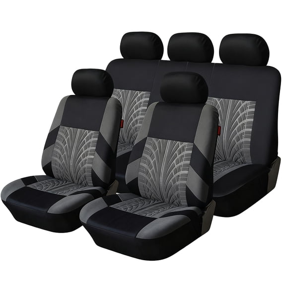 FLORAY 9-Piece Car Seat Covers Full Set - Airbag Safe, Thickened, Split Rear, Machine Washable - Universal Fit for Cars, SUVs, Trucks, Gray