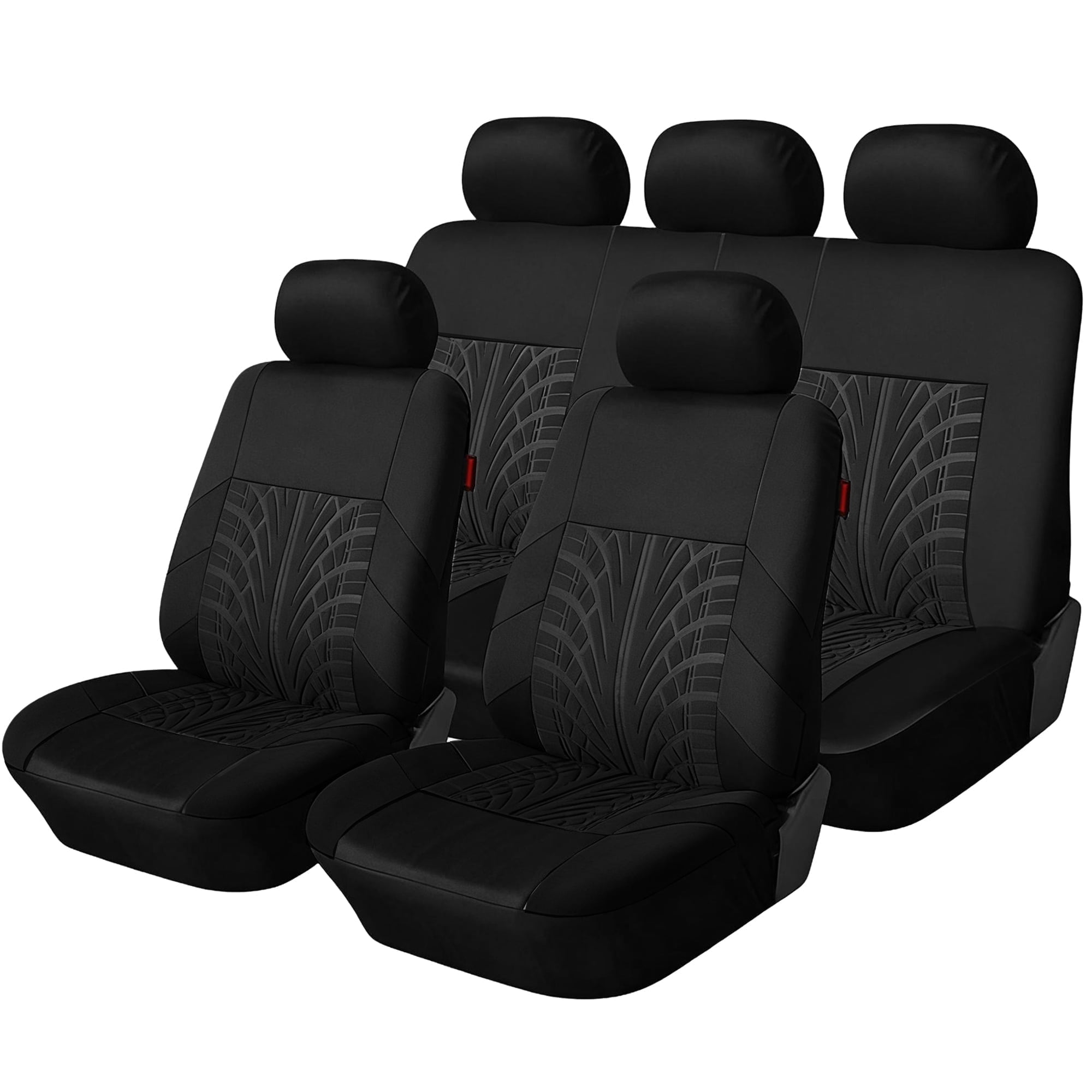 FLORAY 9-Piece Car Seat Covers Full Set - Airbag Safe, Thickened, Split Rear, Machine Washable - Universal Fit for Cars, SUVs, Trucks, Black