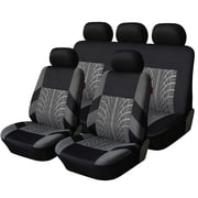 FLORAY 9-Piece Car Seat Covers Full Set - Airbag Safe, Thickened, Split Rear, Machine Washable - Universal Fit for Cars, SUVs, Trucks, Gray
