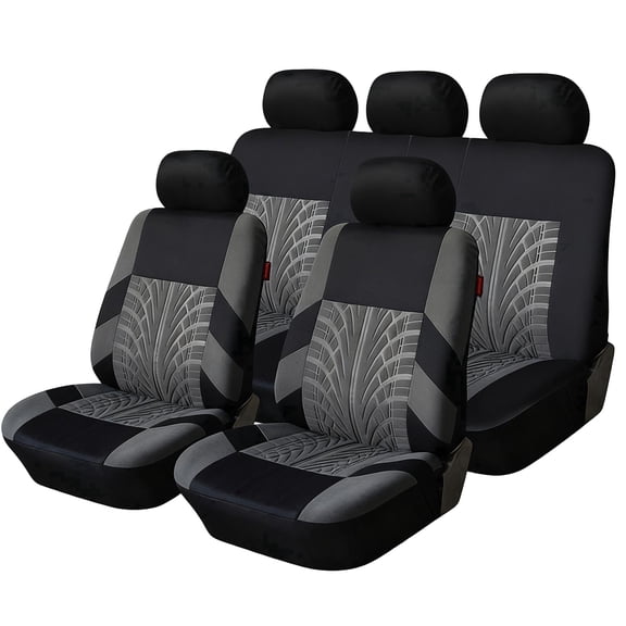 FLORAY 9-Piece Car Seat Covers Full Set - Airbag Safe, Thickened, Split Rear, Machine Washable - Universal Fit for Cars, SUVs, Trucks, Gray