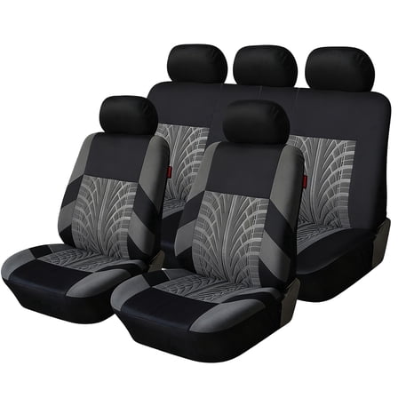 FLORAY 9-Piece Car Seat Covers Full Set - Airbag Safe, Thickened, Split Rear, Machine Washable - Universal Fit for Cars, SUVs, Trucks, Gray