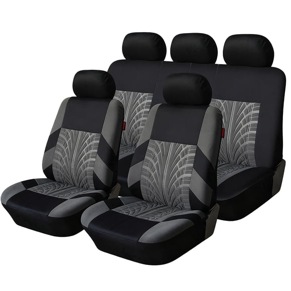 FLORAY 9-Piece Car Seat Covers Full Set - Airbag Safe, Thickened, Split Rear, Machine Washable - Universal Fit for Cars, SUVs, Trucks, Gray