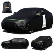 FLORAY Waterproof All-Weather Car Cover with Zipper Door, Outdoor Full Coverage for Sedans &amp; SUVs, Windproof Snow &amp; UV Protection, Black (193" × 59" × 47")