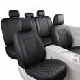 thumbnail image 1 of FLORAY Waterproof PU Leather Car Seat Covers Full Set, Universal Auto Seat Protectors for Sedans & Compact SUVs, Airbag Compatible, Black, 1 of 8