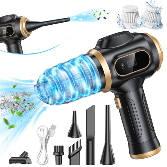 FLORAY Cordless Handheld Car Vacuum Cleaner with Digital Battery Display, Portable Cleaner with 9 Attachments for Car, Home & Office