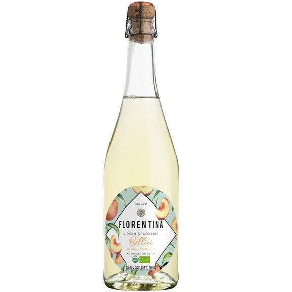 FLORENTINA: The Ultimate Organic Sparkling Elixir Alcohol-Free, Zero Added Sugar, Reduced Calorie, Gluten-Free, 750mL A Taste of French Luxury in Every Sip! (Peach Bellini) - 25.4 Fl Oz