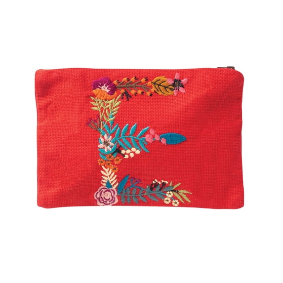 FLORIANA Initial Makeup Bag Personalized Cosmetic Bags Monogrammed Cosmetic Bags for Women, Hand Woven Travel Pouch - B