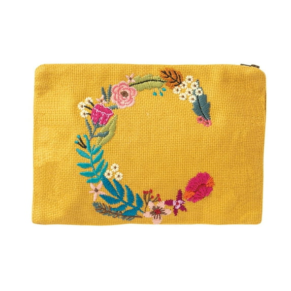 FLORIANA Initial Makeup Bag Personalized Cosmetic Bags Monogrammed Cosmetic Bags for Women, Hand Woven Travel Pouch - J