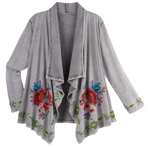 FLORIANA Womens Cardigan Sweaters with Pockets Open Front Cardigan Jacket, Grey - Large