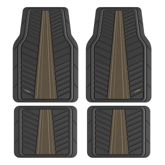 FLORICH 4 Piece Car Floor Mats, Heavy Duty Floor Mats for Cars, All-Weather Floor Mats with Anti-Slip Backing for Cars SUV Trucks, Waterproof / Universal / Trim-to-Fit, Brown