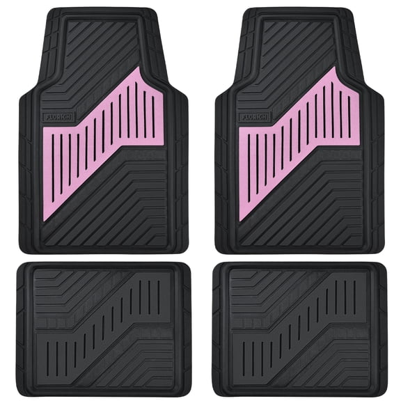 FLORICH 4-Piece Heavy Duty Car Floor Mats, Deep Dish Waterproof Car Mats All Weather, Universal Trim-to Fit Floor Mats for Car SUV Truck Van, Pink