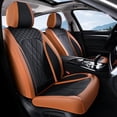 thumbnail image 1 of FLORICH Car Seat Covers Front Pair, Universal Leather Seat Covers Full Coverage, Waterproof for Most Car Truck SUV, Brown & Black, 1 of 9