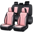 thumbnail image 1 of FLORICH Car Seat Covers Full Set, Universal Leather Seat Covers Full Coverage, Waterproof for Most Car Truck SUV, Black & Pink, 1 of 10