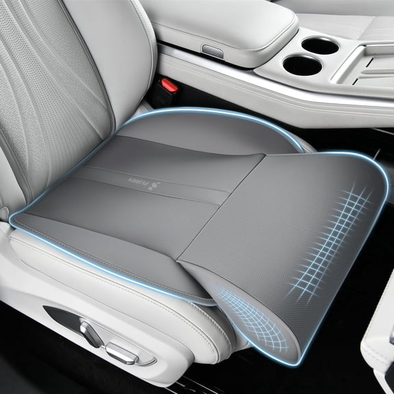 FLORICH Car Seat Extender Leg Support Cushion, Ergonomic Memory Foam & Leather Car Seat Cushion for Tall Drivers, Non-Slip, Gray
